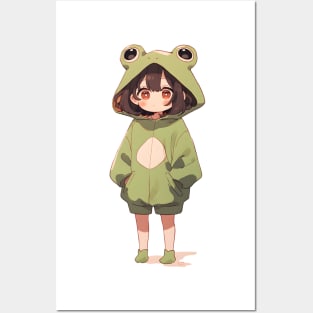 Chibi Anime Style Frog Girl Posters and Art